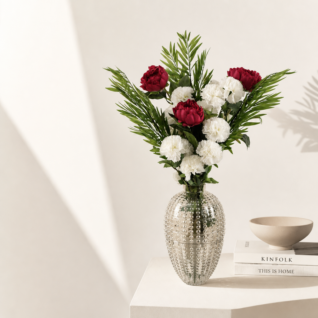 Glass Vase Smoke Grey Bubble Vase 35cm