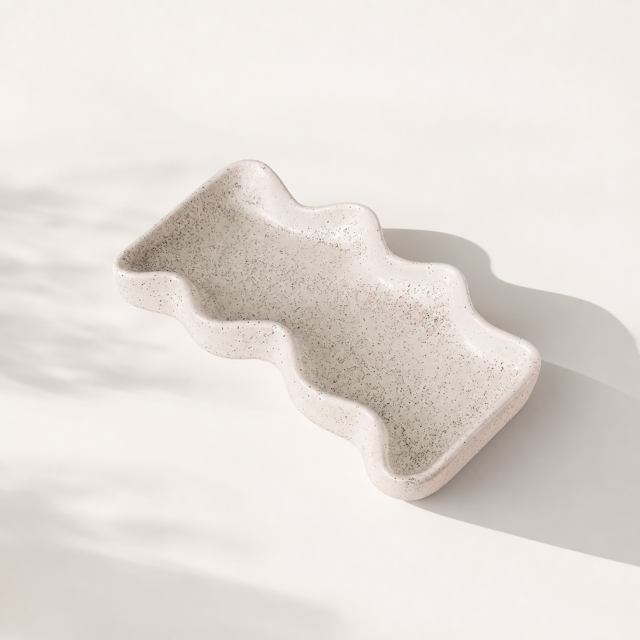 Ceramic Wave Trays - Speckled White - Rectangle