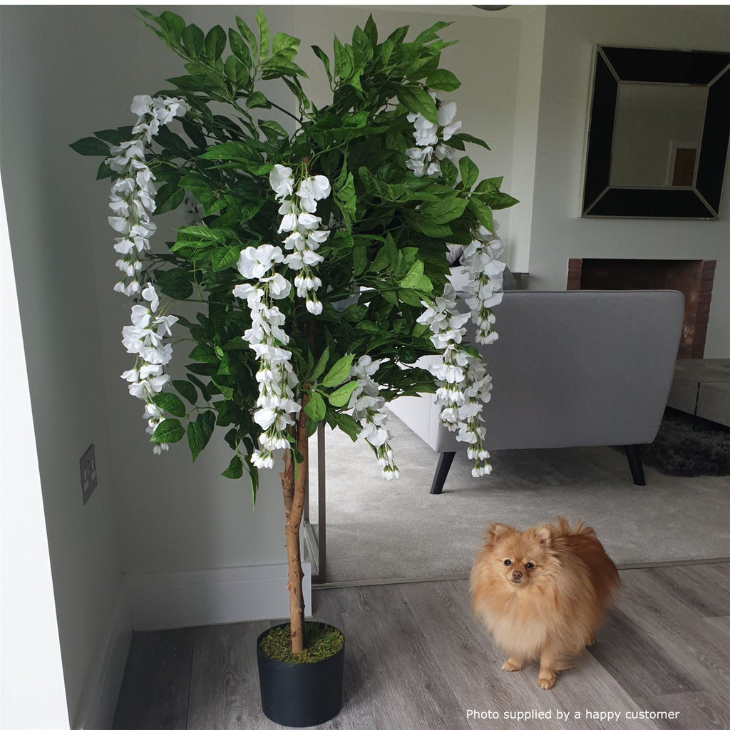 Artificial Wisteria Tree 130cm Luxury Wisteria 130cm Trunk Copper Metal Planter