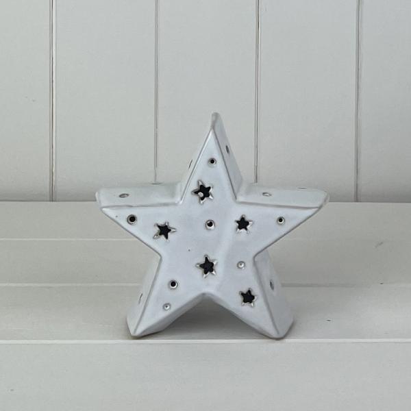 Medium White Ceramic Star Ornament